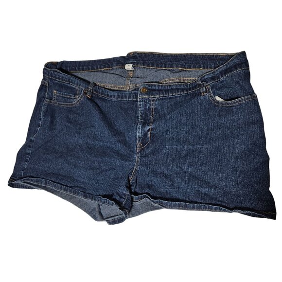 Old Navy Jean Shorts Womens Size 24 Mid Rise Dark Wash Denim Summer Wear - Picture 1 of 4